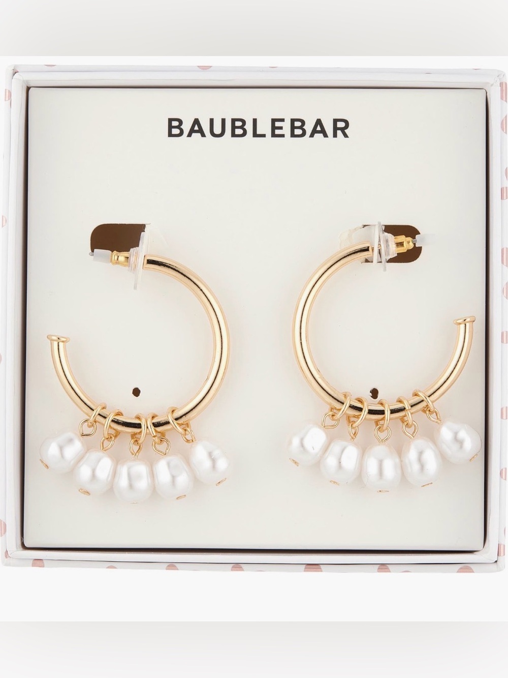 Baublebar Miss Pearl-Sonality Gold Toned Faux Pearl Hoop Earrings